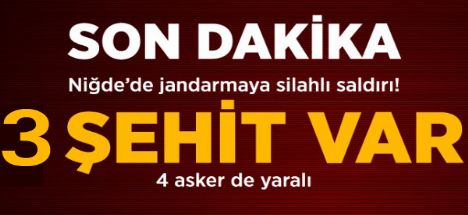 Ulukışla da saldırı : 3 Şehit  Ulukışla da silahlı saldırı....