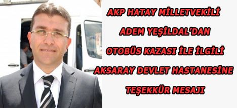 Hatay Milletvekilinden Teşekkür Mesajı