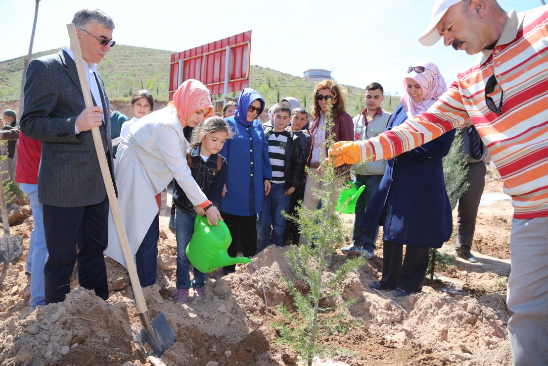 Vali Şeref Ataklı yetimlerle birlikte fidan dikti