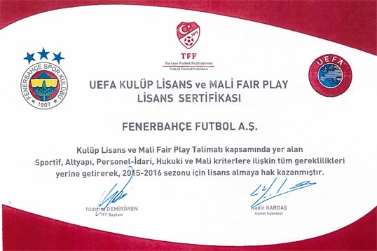 Fenerbahçe UEFA Kulüp Lisans ve Mali Fair Play Lisansı Aldı