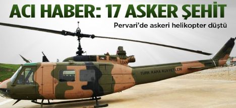 Helikopter düştü  Siirt'te 17 asker şehit