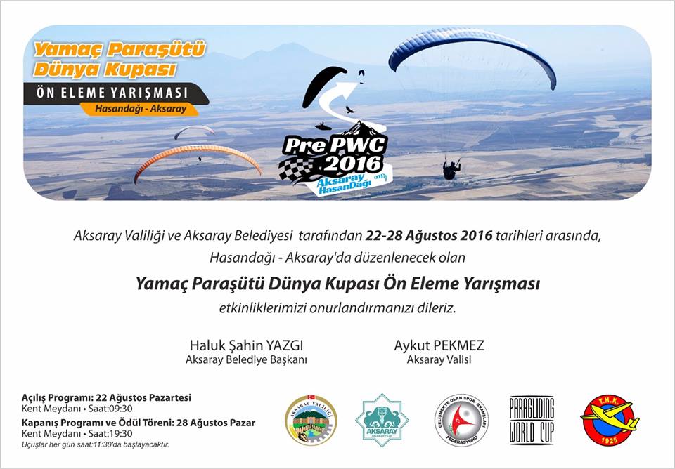 Yamaç Paraşütü Dünya Şampiyonası Aksaray'da Yapılıyor