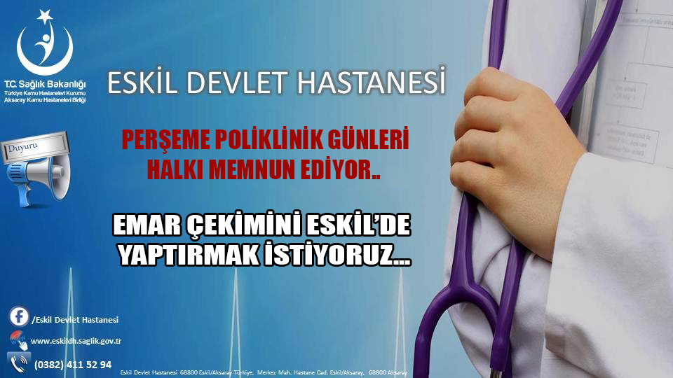 Eskil Devlet Hastanesi “Perşembe Poliklinik Günleri” Halkı Memnun ediyor…