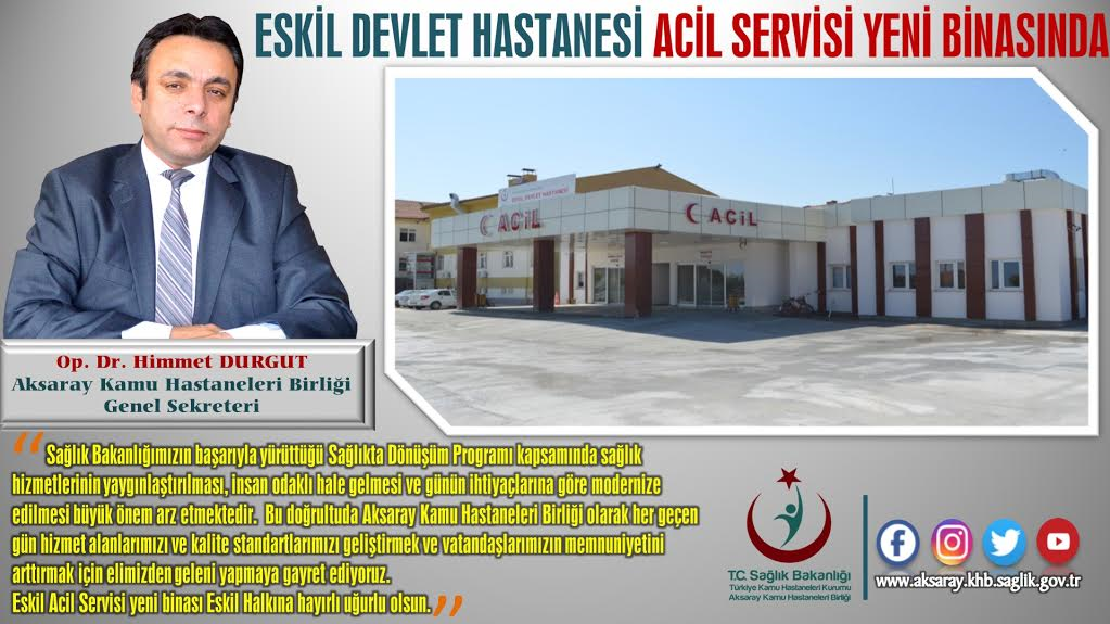 Eskil Devlet Hastanesi Acil Servisi Yeni Binasında