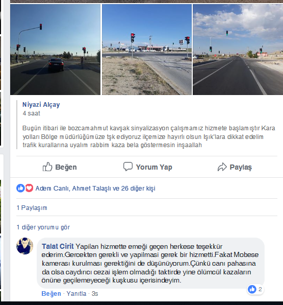 Bozcamahmut'ta Trafik Işığı geldi! Halk'tan Kamera beklentisi!