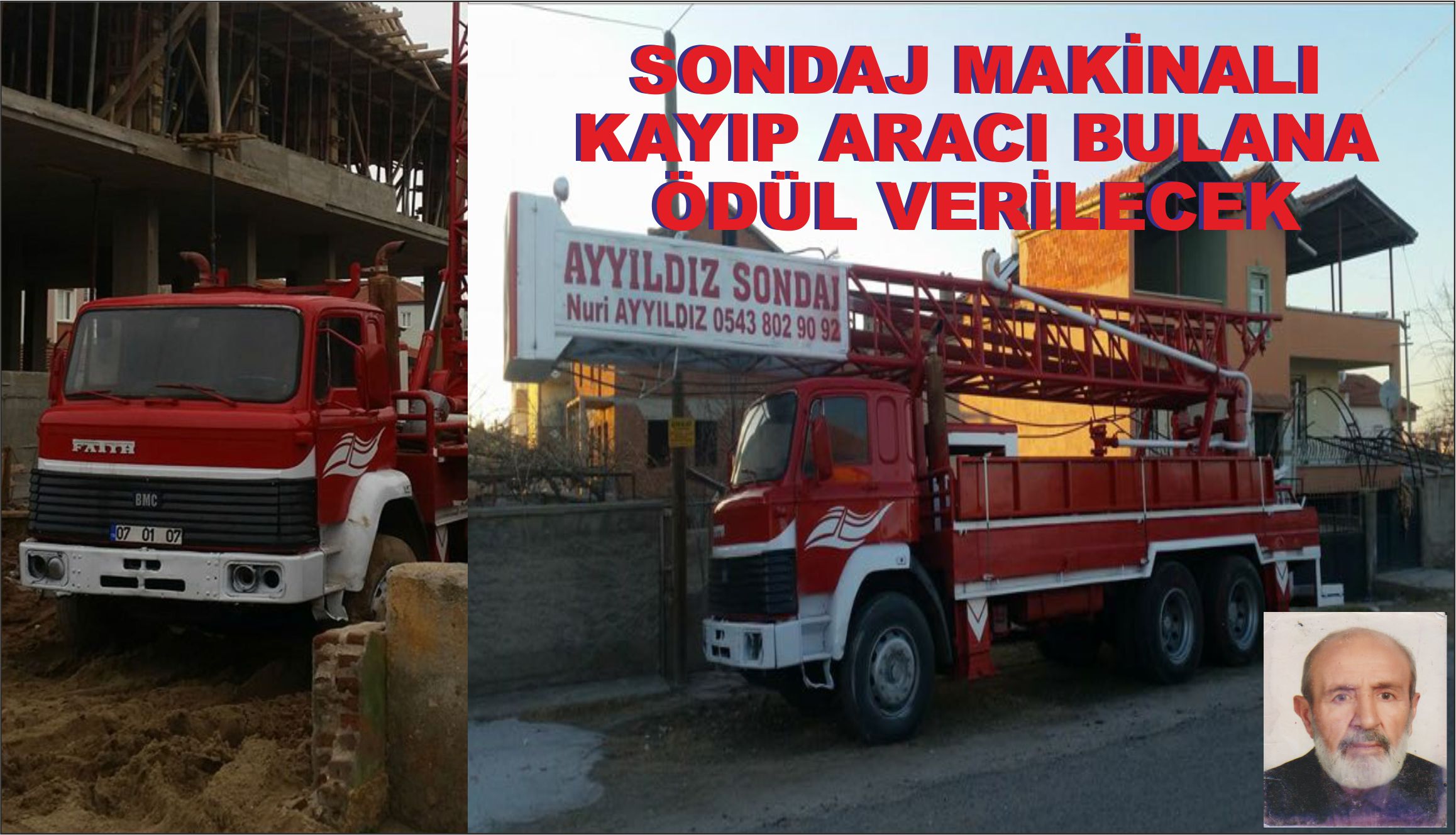 Sondaj Makinalı  Kayıp Aracı Bulana  Ödül Verilecek